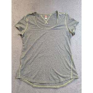 Women's Lucy Gray Green Striped Short Sleeve Tee L Fitted Very soft